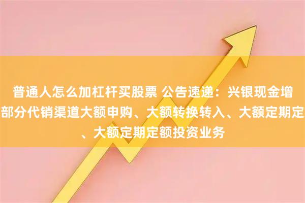 普通人怎么加杠杆买股票 公告速递：兴银现金增利基金调整部分代销渠道大额申购、大额转换转入、大额定期定额投资业务