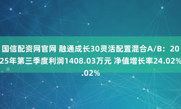 国信配资网官网 融通成长30灵活配置混合A/B：2025年第三季度利润1408.03万元 净值增长率24.02%
