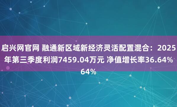 启兴网官网 融通新区域新经济灵活配置混合：2025年第三季度利润7459.04万元 净值增长率36.64%